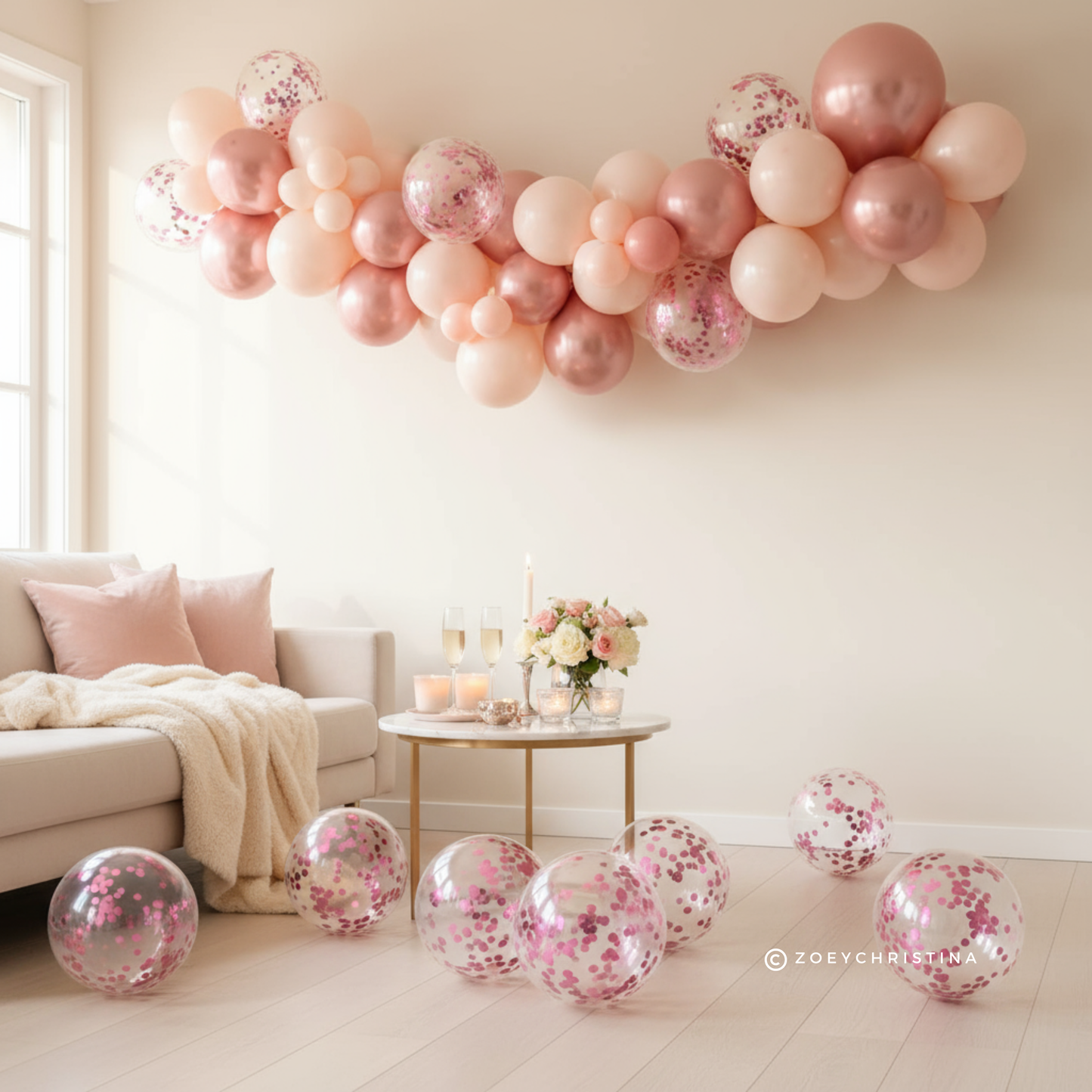 Light Pastel Pink tones Party Decorations Supplies, Blueberry Theme Birthday Unicorn Donut Confetti balloon Bridal shower baby Ice Cream