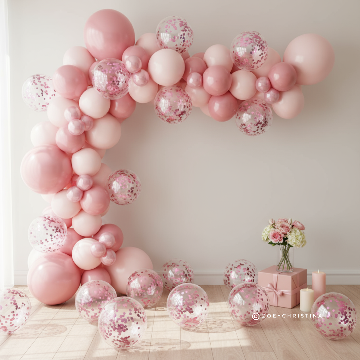 Light Pastel Pink tones Party Decorations Supplies, Blueberry Theme Birthday Unicorn Donut Confetti balloon Bridal shower baby Ice Cream