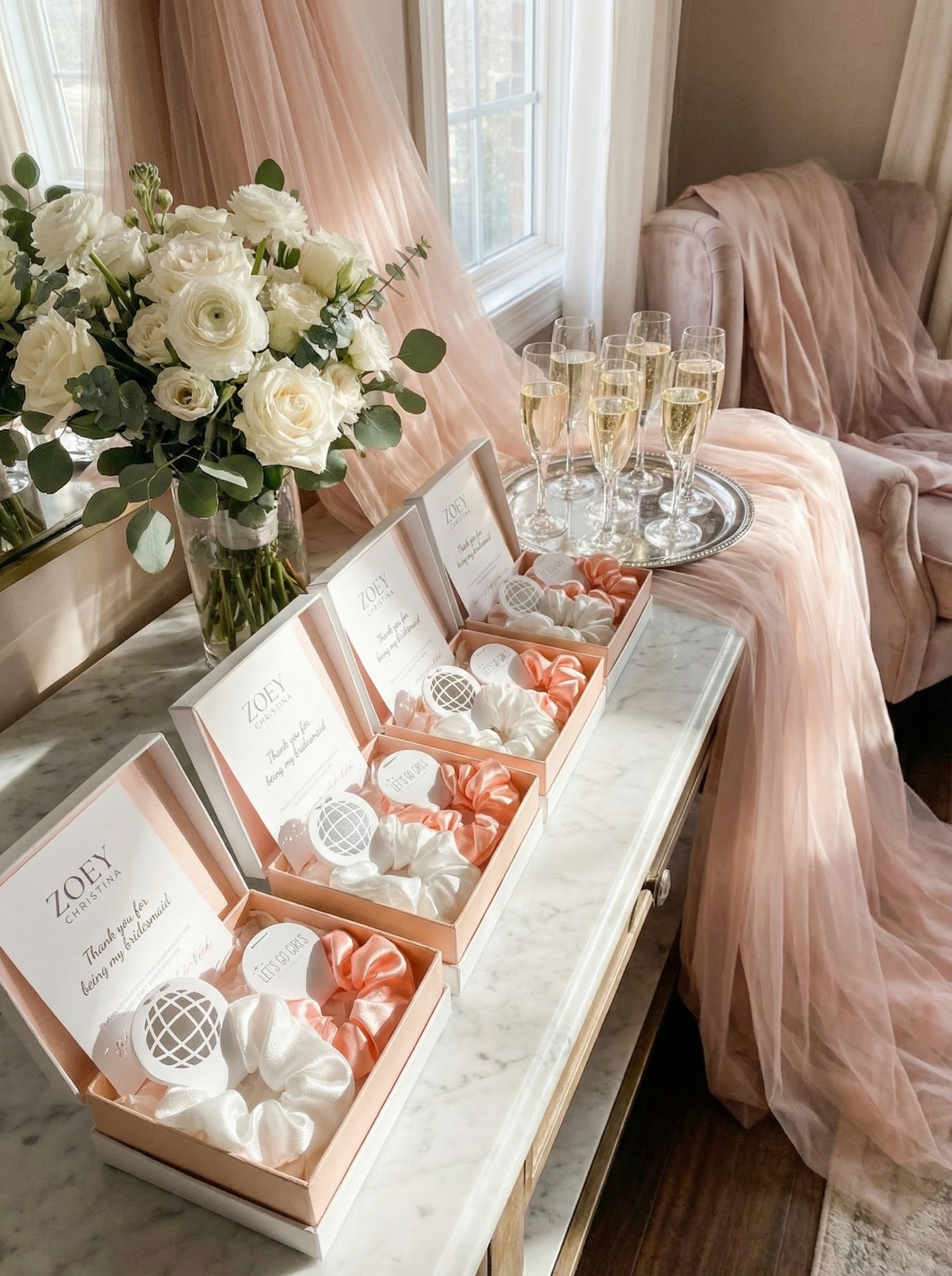 Last Disco Party Hair Ties – Pink & White with Glitter Disco Ball Charm