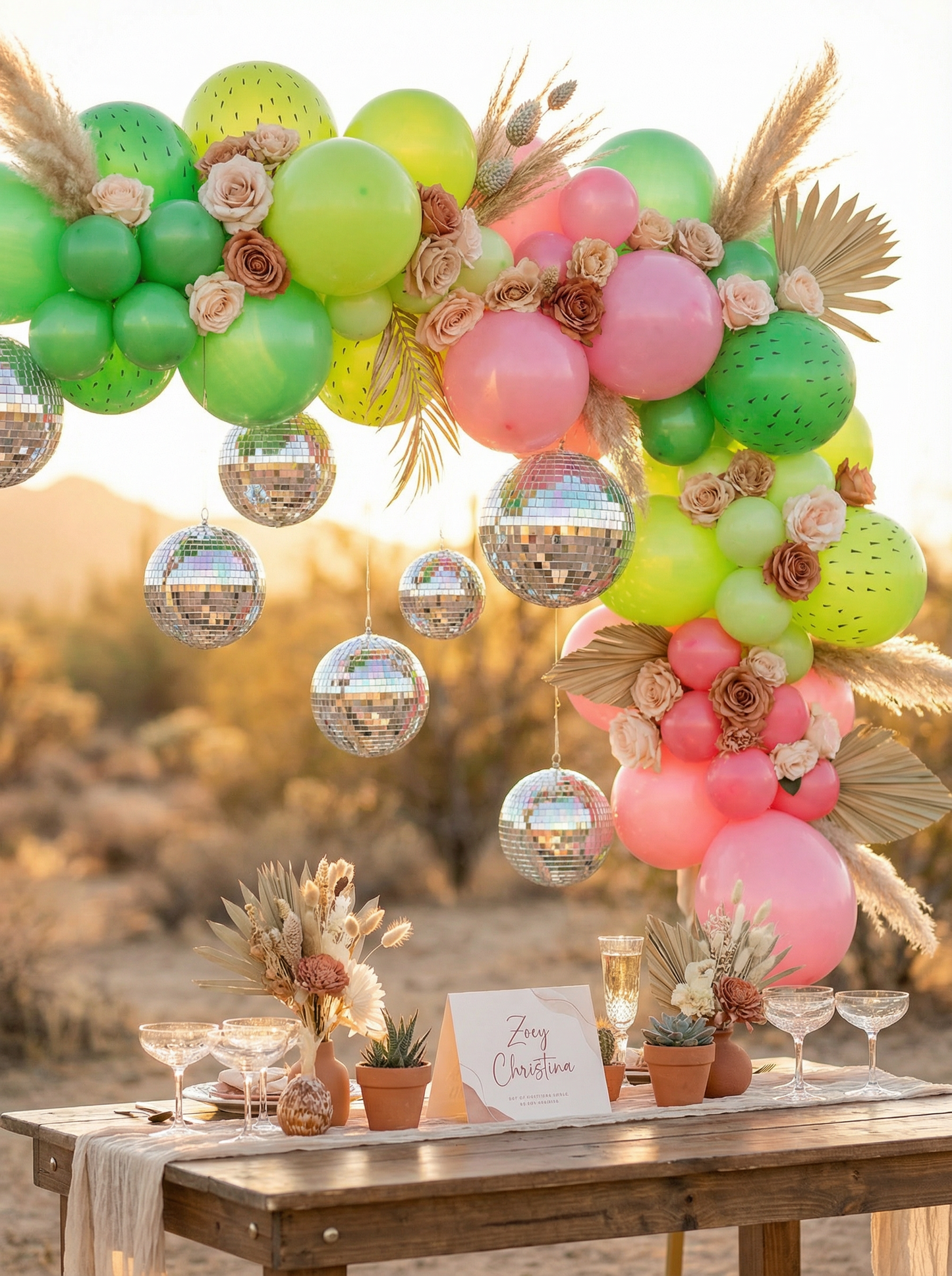 Cactus Blossom Balloon Garland Kit – Green & Pink Desert Party Decor