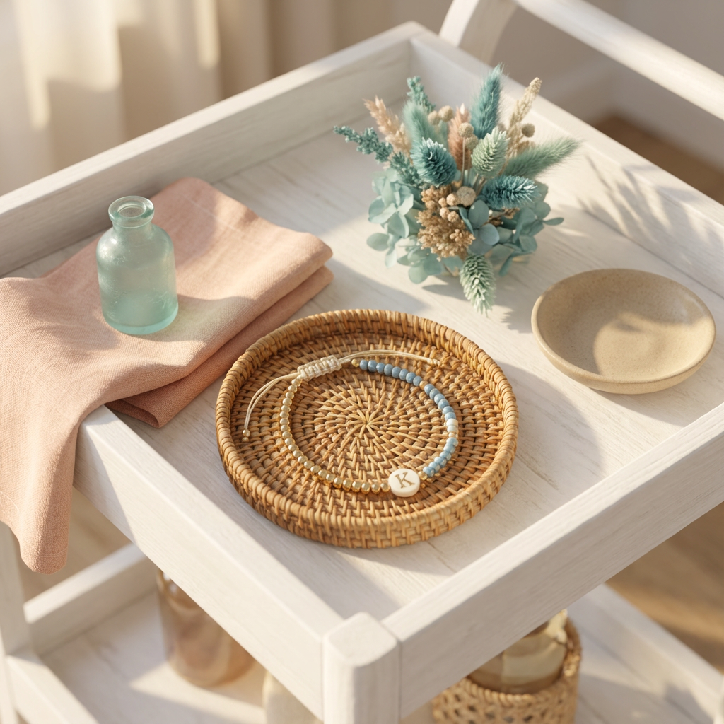 Dainty Initial Bracelet - Blue & Gold Design - Perfect Bridesmaid Gift or Personalized Favor