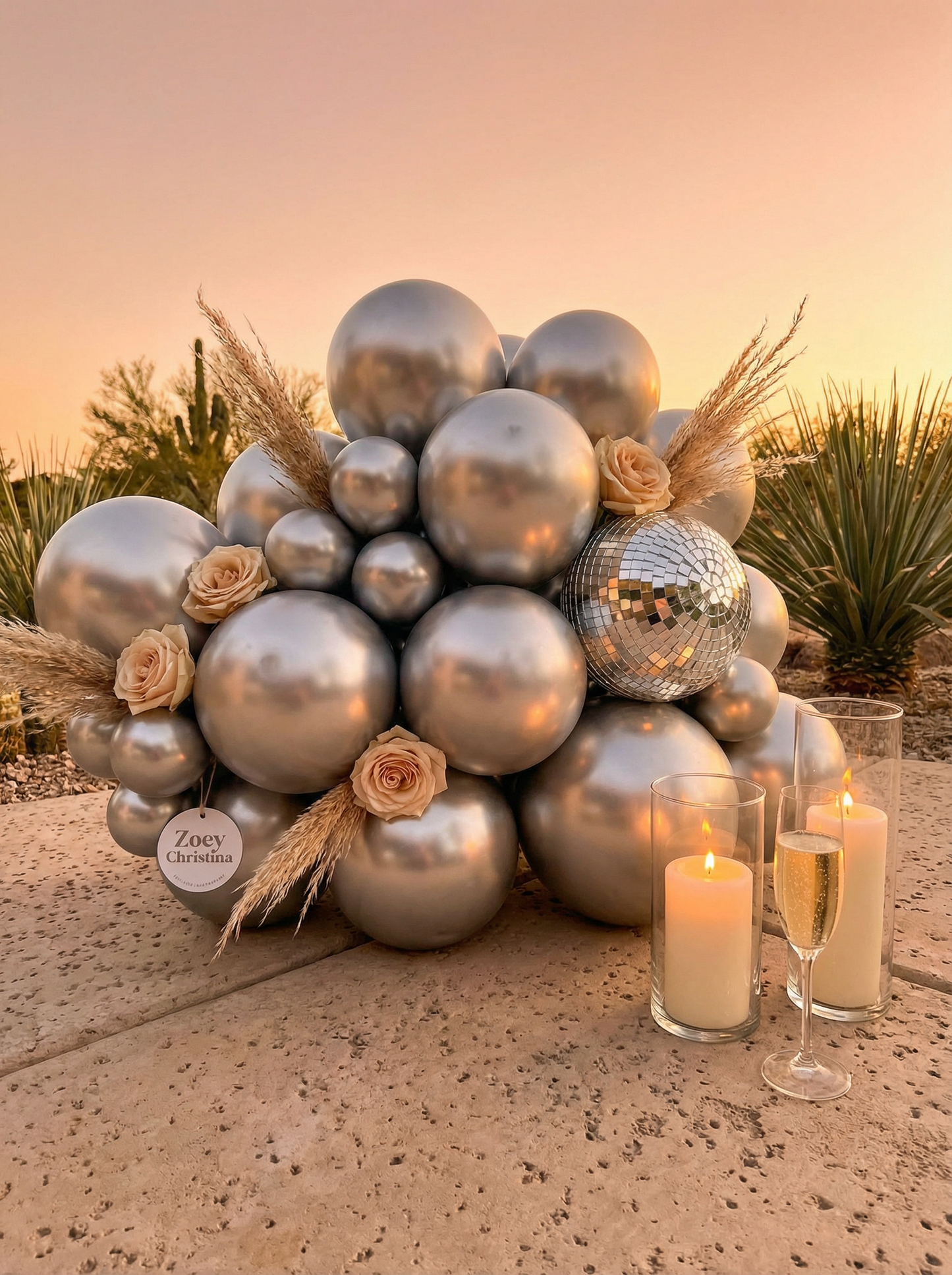 Desert Disco Balloon Garland •  Boho Disco Party Backdrop