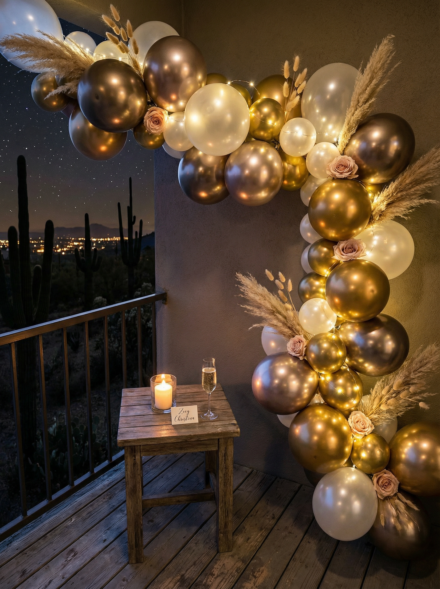 Desert Disco Balloon Garland Kit • Gold & Champagne Balloon Backdrop