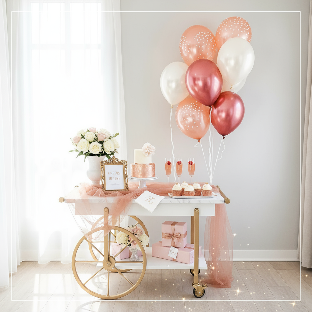 Rose Gold Balloon Bouquet – 8-Pack Latex Balloons in Rose Chrome & Pearl White