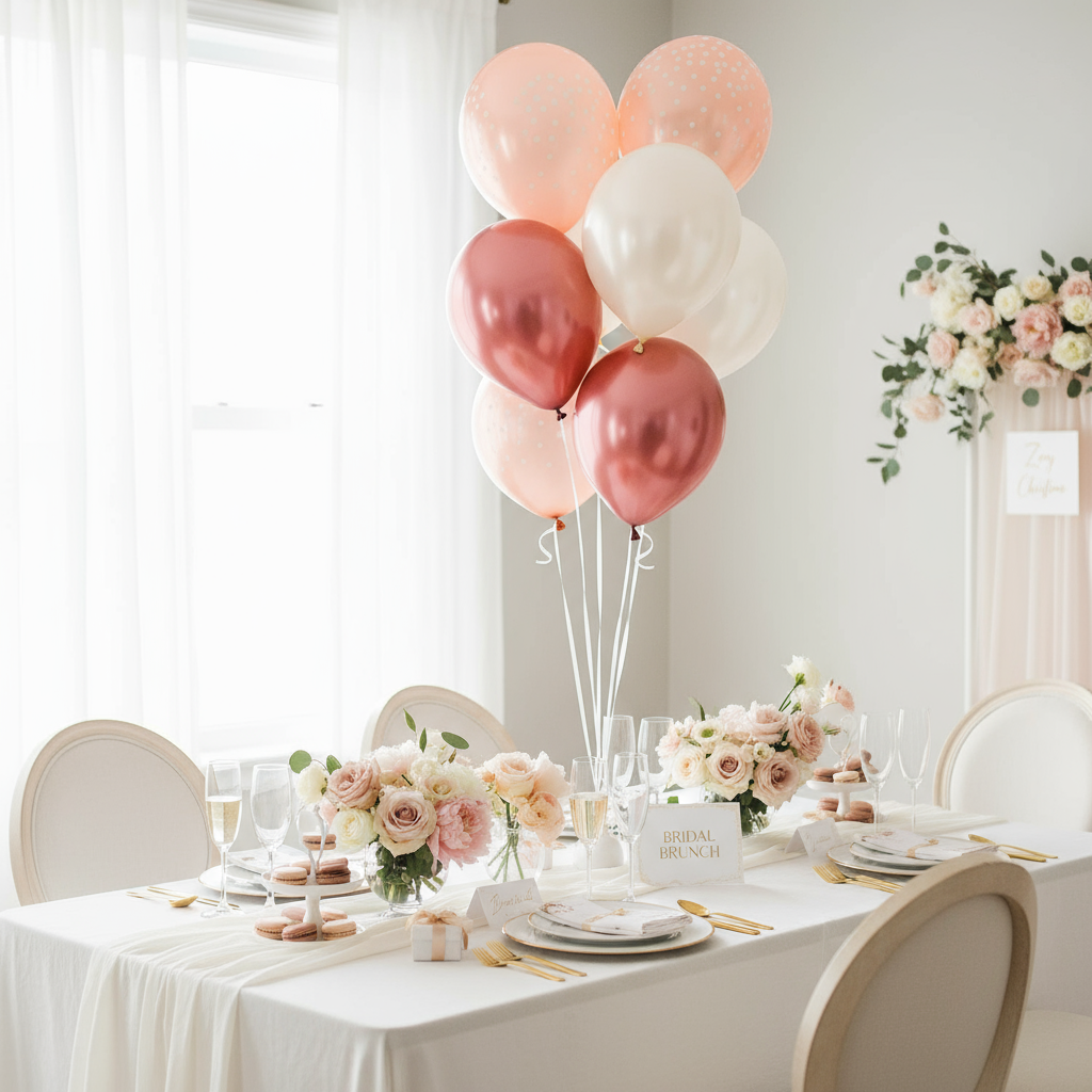 Rose Gold Balloon Bouquet – 8-Pack Latex Balloons in Rose Chrome & Pearl White