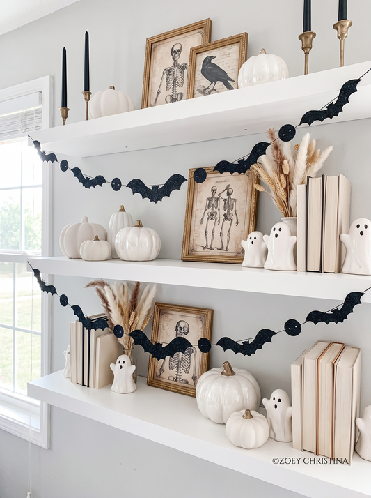 🖤 Exclusive Halloween Bat Glitter Banner – Up to 42” Wide