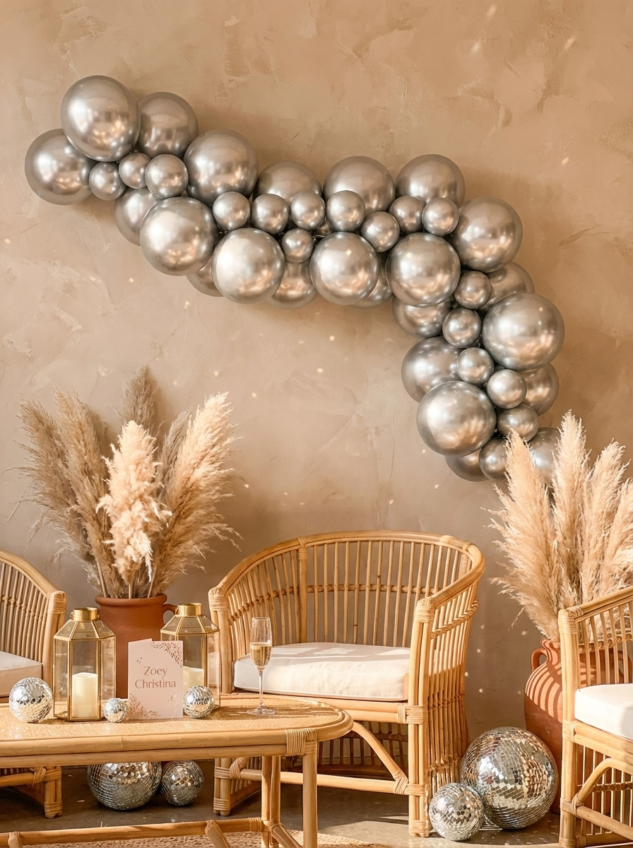 Desert Disco Balloon Garland •  Boho Disco Party Backdrop
