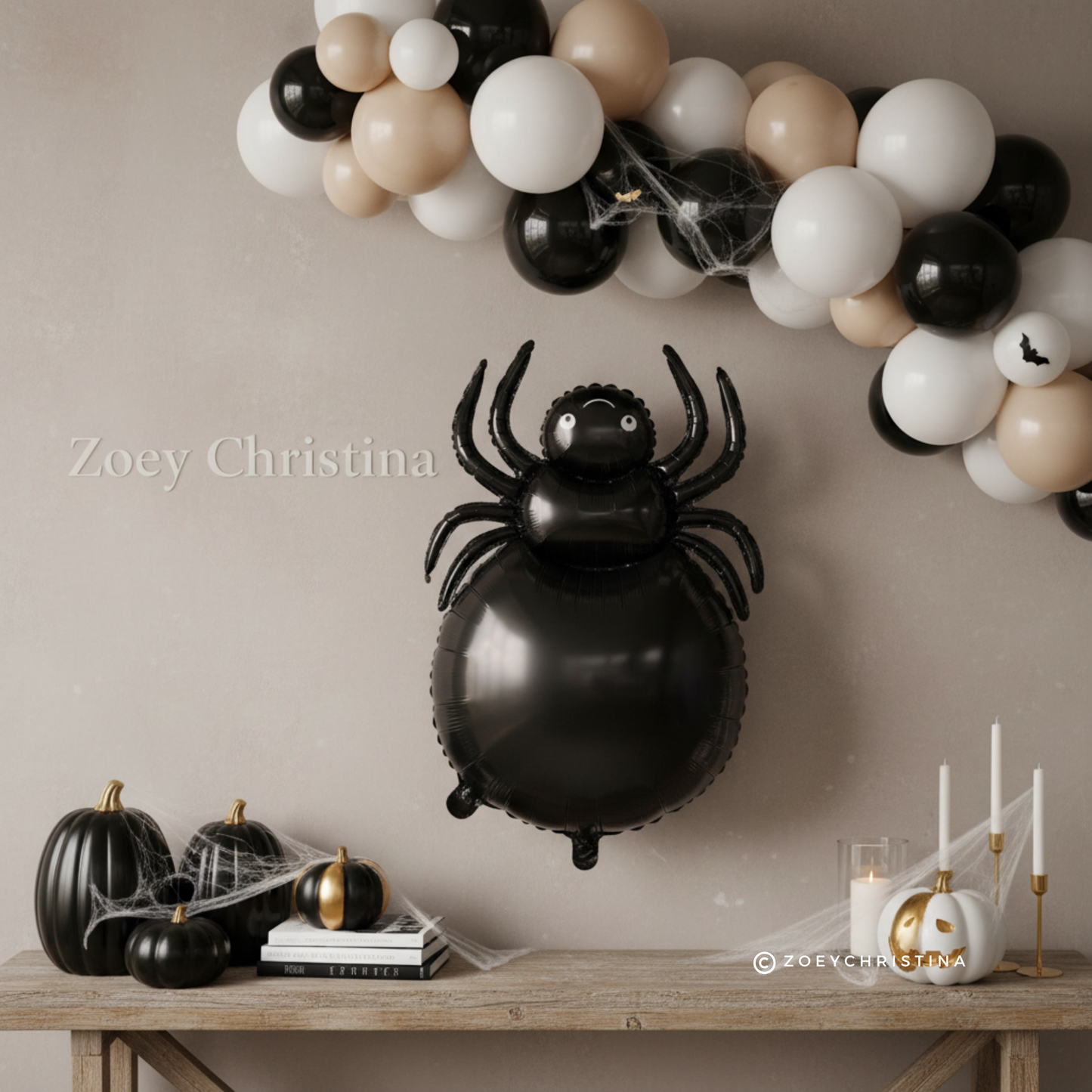 Black Foil Spider Balloon – Spooky Halloween Party Decoration