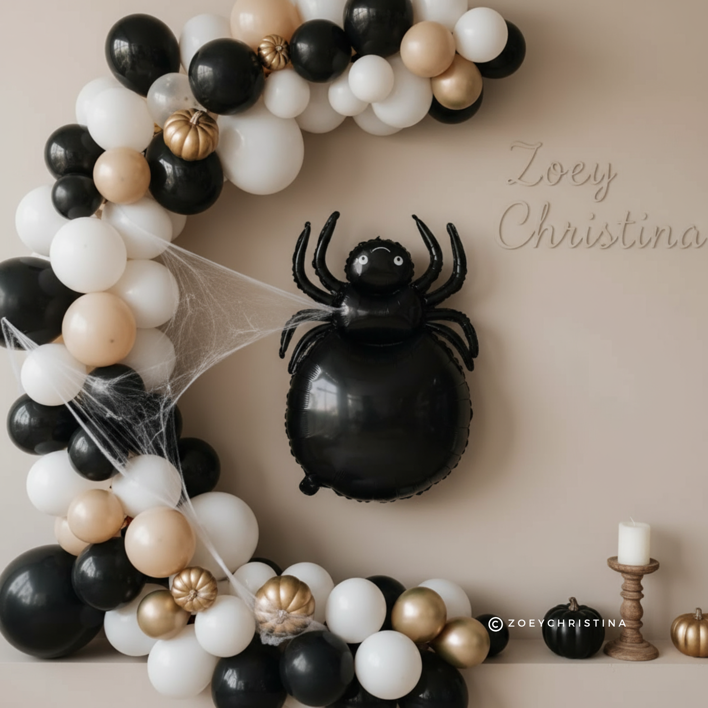 Black Foil Spider Balloon – Spooky Halloween Party Decoration