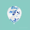 Blue Foil Confetti Balloon – 12" Clear Latex Balloon | Baby Shower, Boy Gender Reveal, Blue Birthday, Bridal Shower Decor