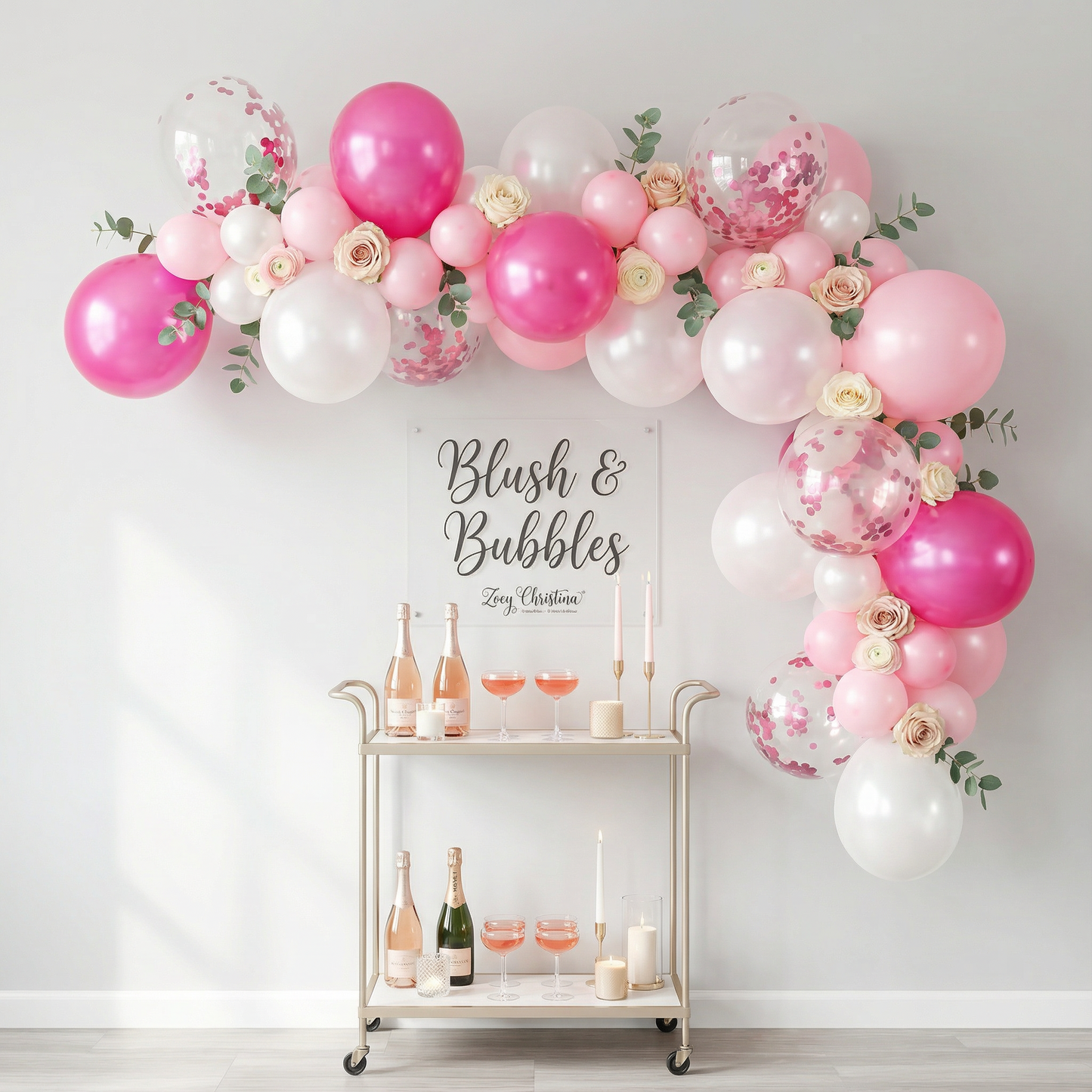 Blush Bubbles Balloon Garland Kit – Pink, White & Pearl Tones | Elegant Party Backdrop for Baby Showers, Birthdays & Bridal Events