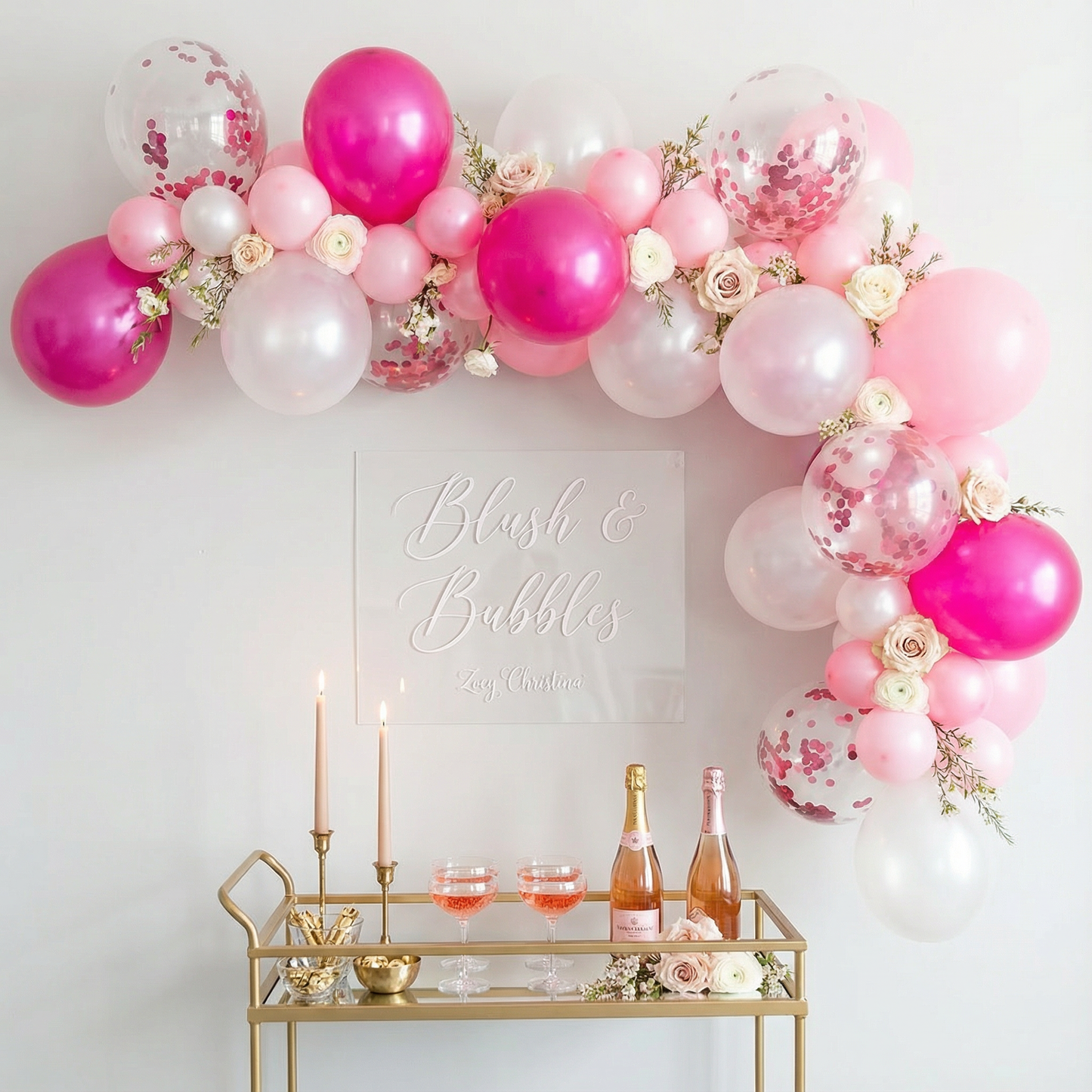 Blush Bubbles Balloon Garland Kit – Pink, White & Pearl Tones | Elegant Party Backdrop for Baby Showers, Birthdays & Bridal Events