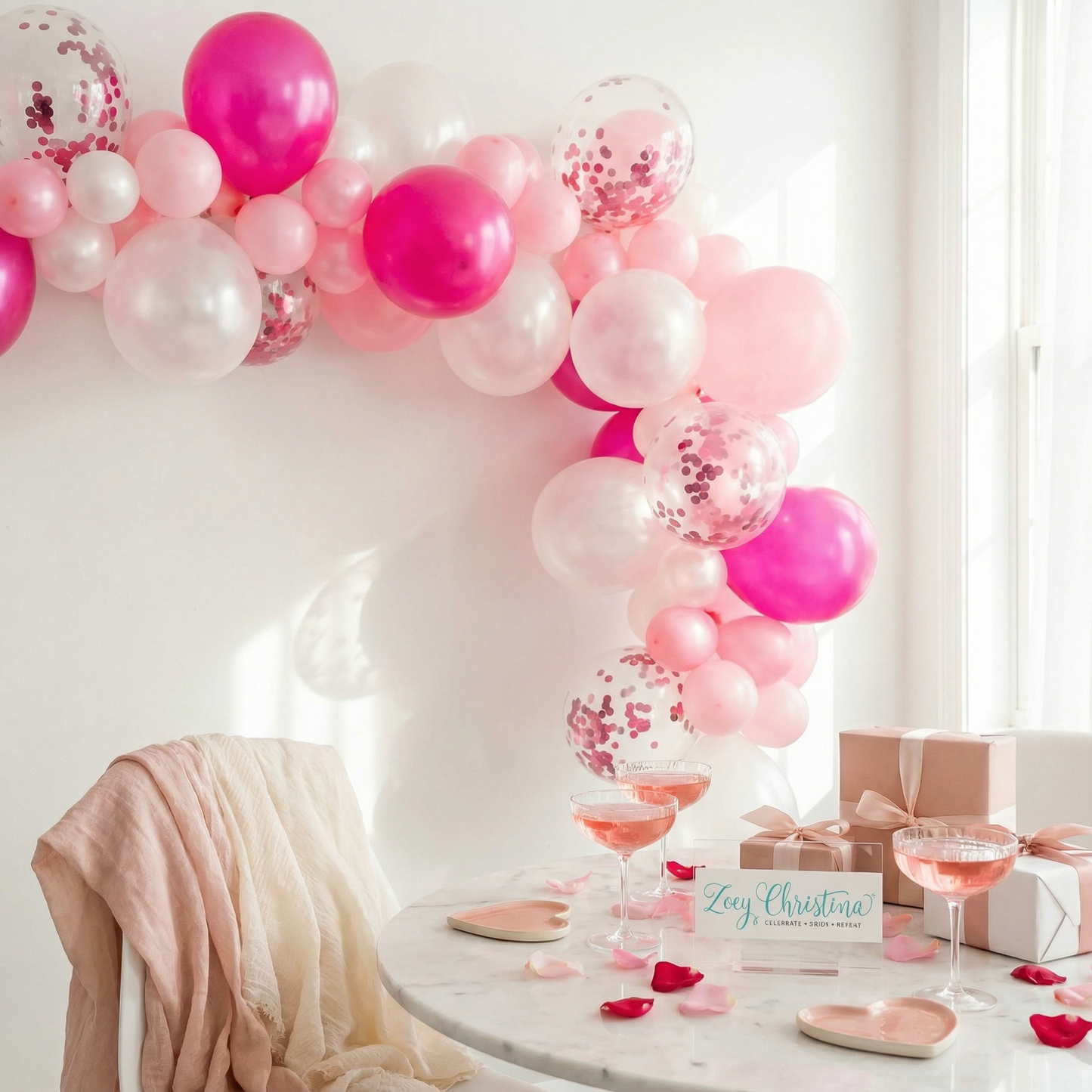 Blush Bubbles Balloon Garland Kit – Pink, White & Pearl Tones | Elegant Party Backdrop for Baby Showers, Birthdays & Bridal Events