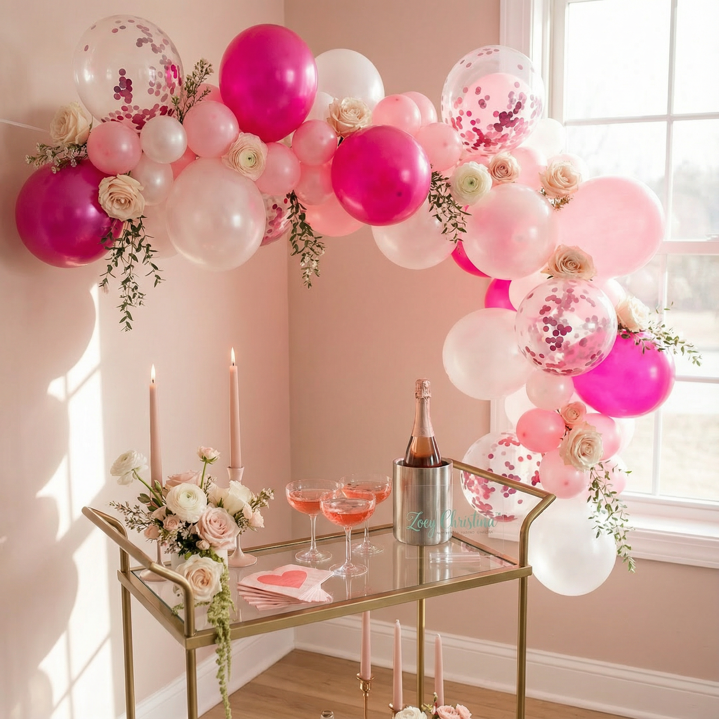 Blush Bubbles Balloon Garland Kit – Pink, White & Pearl Tones | Elegant Party Backdrop for Baby Showers, Birthdays & Bridal Events