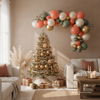 Soft-Toned Holiday Balloon Arch – Elegant Boho Christmas Party Decoration