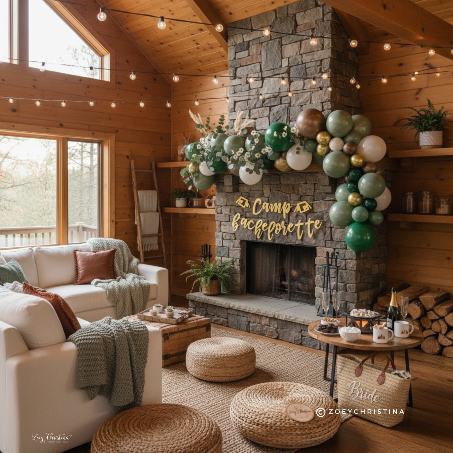Outdoor Adventure Balloon Garland – Rustic Camping-Themed Party Arch for Bachelorette & Birthdays