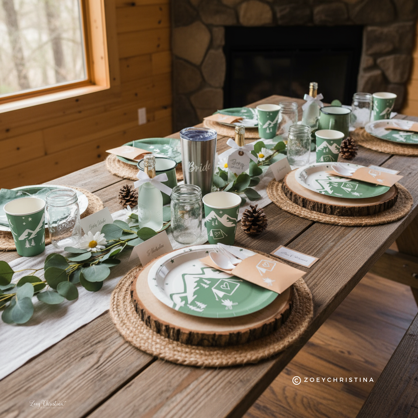 Camp Bachelorette Party decor favors, Banner Sign decorations, Cabin Camping theme, Glamping party plates cups Summer Birthday party ideas