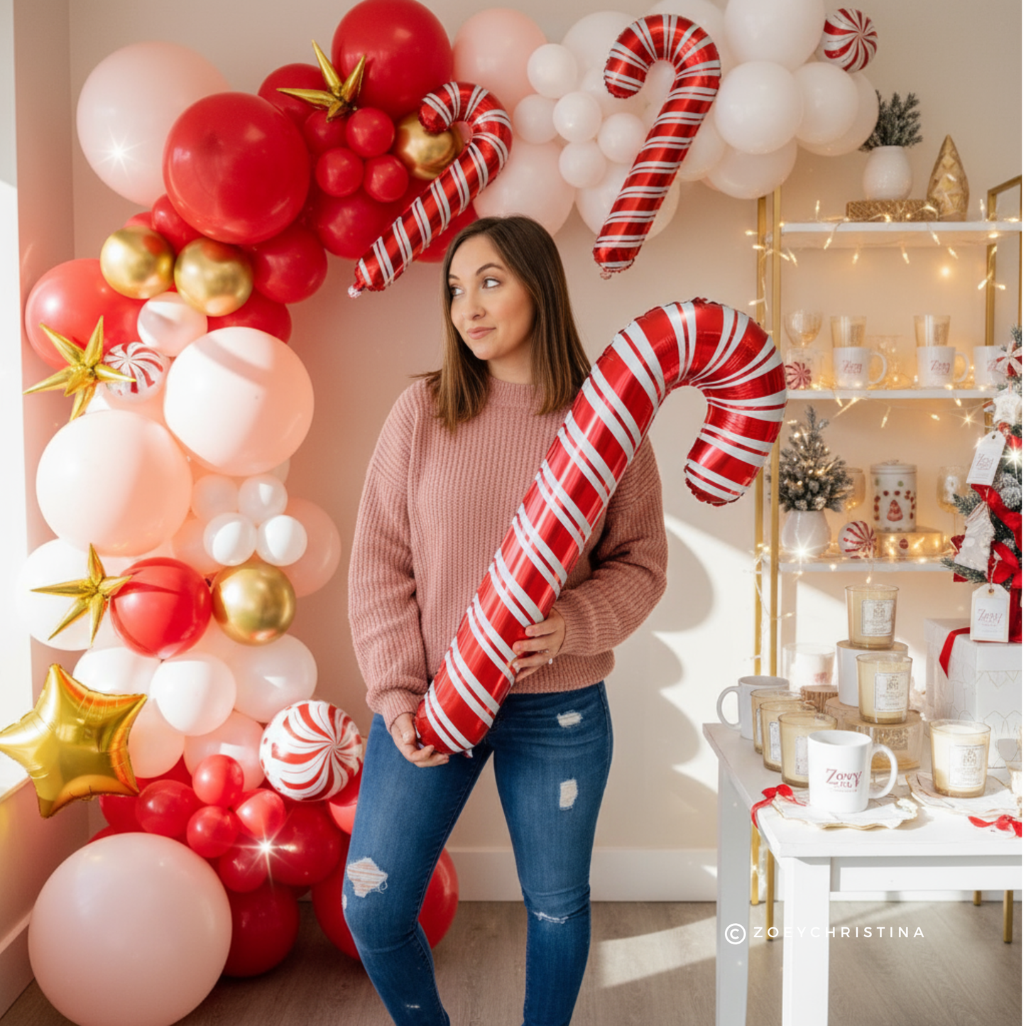 Christmas Bachelorette party decorations for women, Candy Cane bridal shower diy balloon arch banner garland supplies accessories, favors