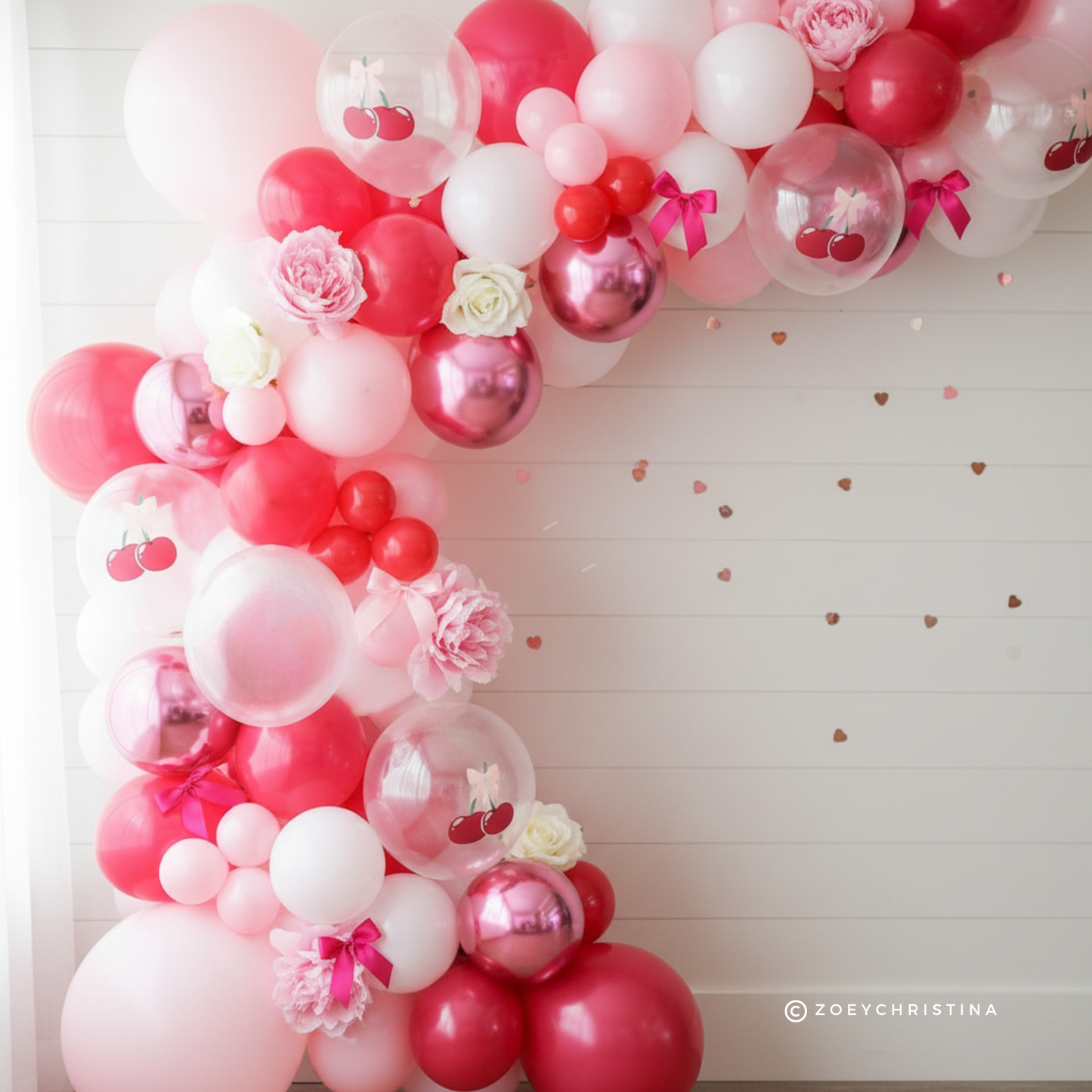 She's the Cherry on top Bridal Shower Pink Bow Coquette - Cherry Themed Balloon bouquet - for Bachelorette, Birthdays, Baby Showers