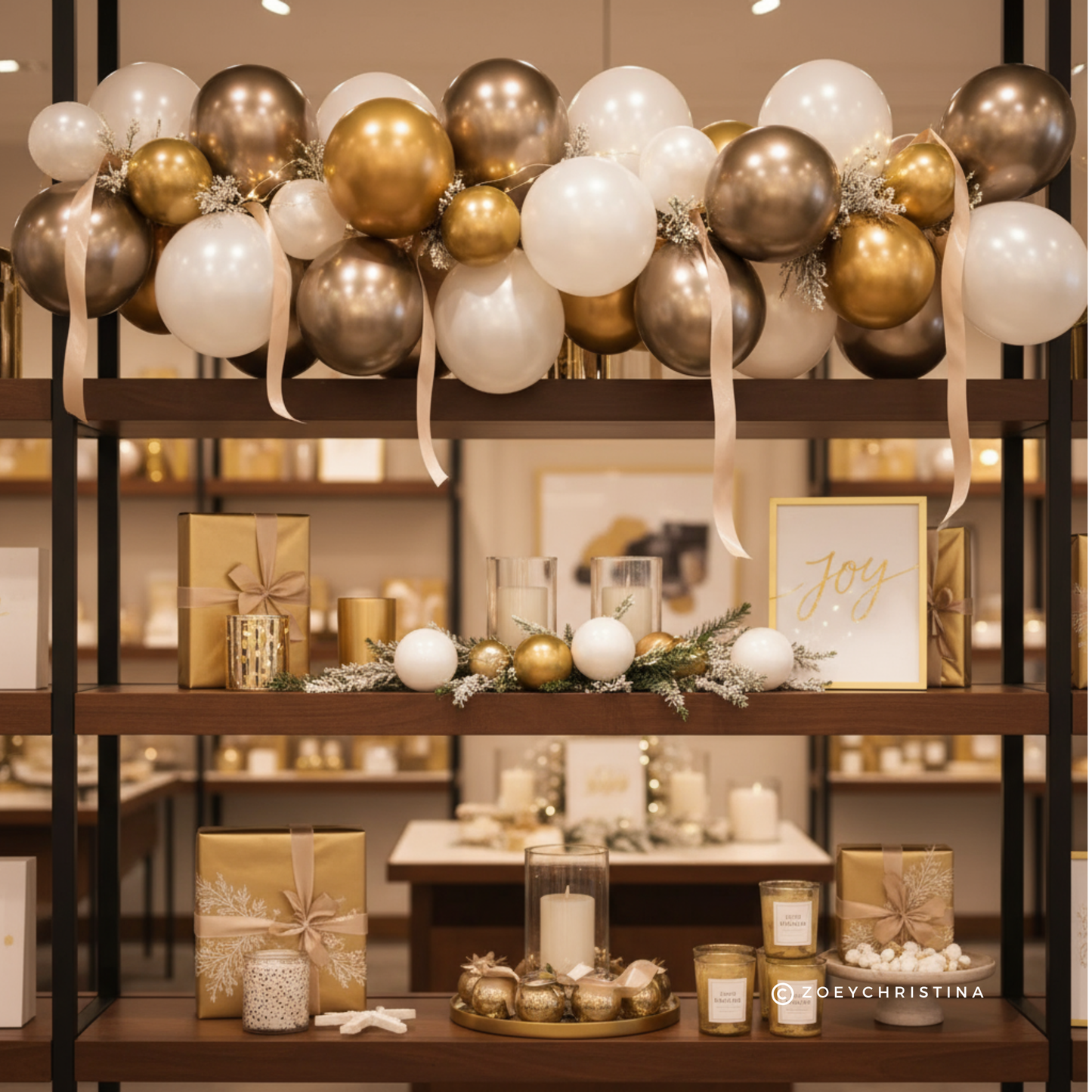 Luxury Holiday Balloon Garland – Champagne Gold & Winter Wedding Decor