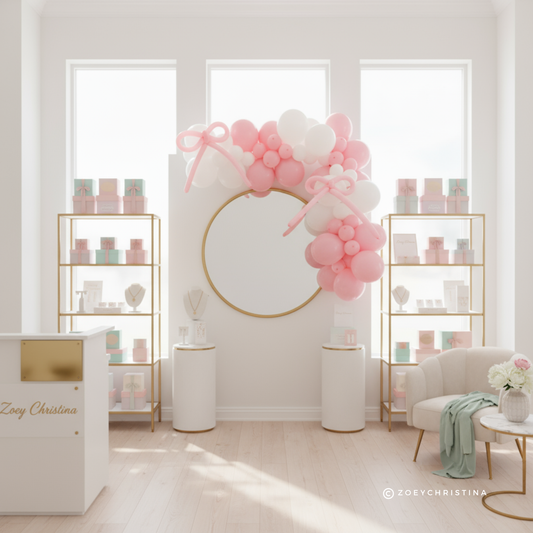 Pink Bow Balloon Garland – Pink & White Balloon Arch Kit for Elegant Parties
