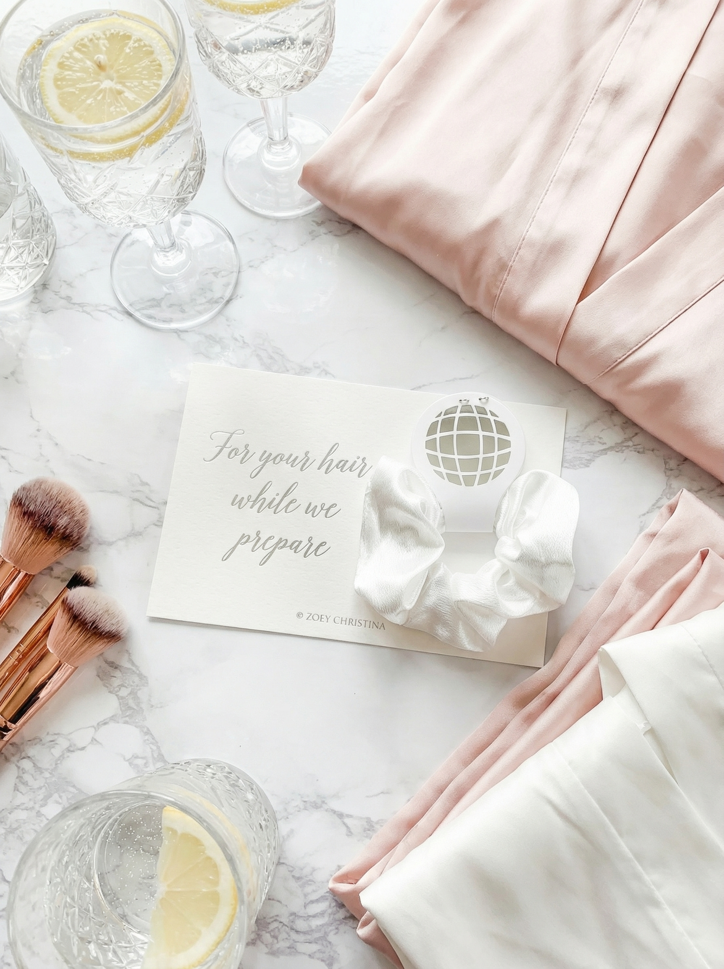 Last Disco Party Hair Ties – Pink & White with Glitter Disco Ball Charm