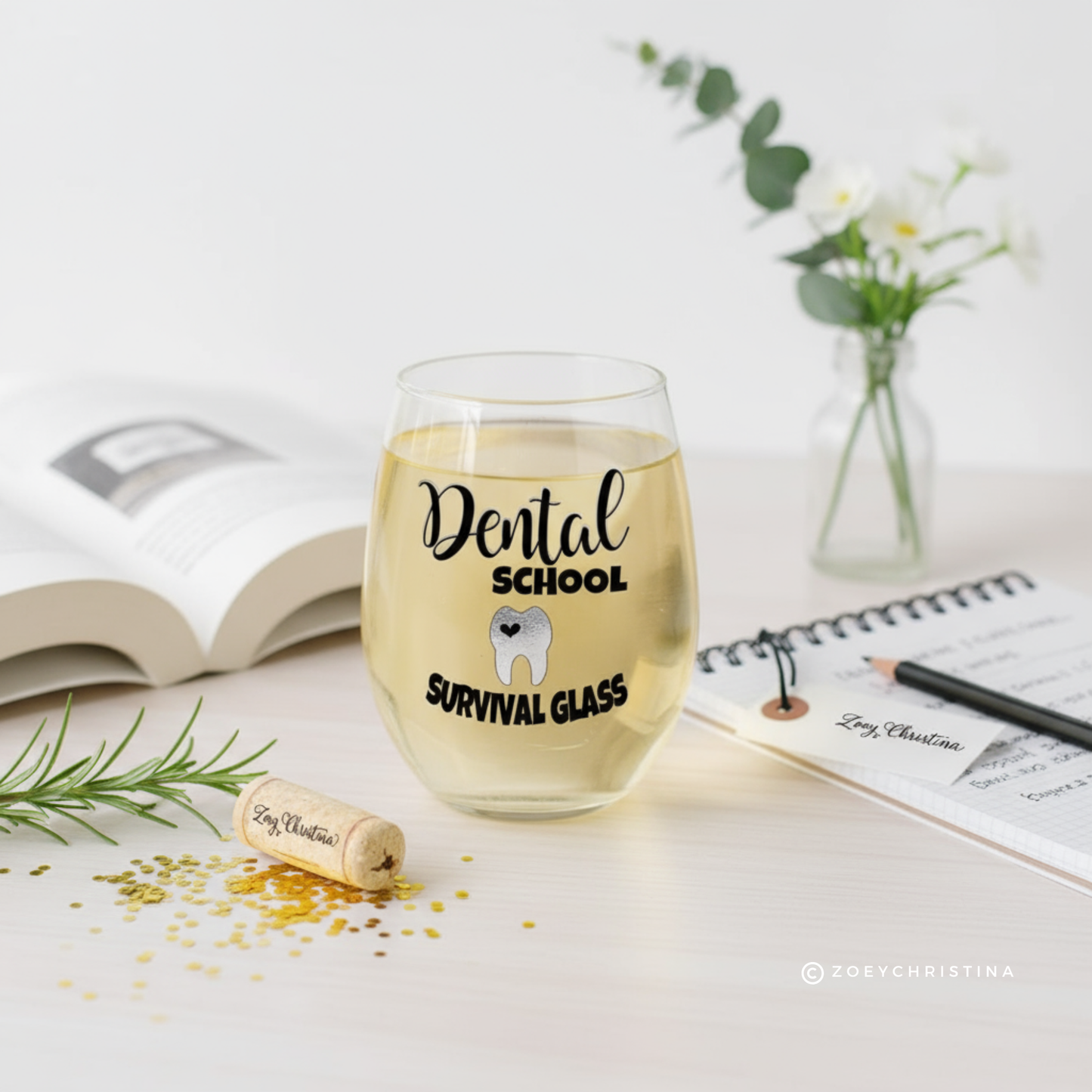 Dental School Survival Glass – 18oz Stemless Wine