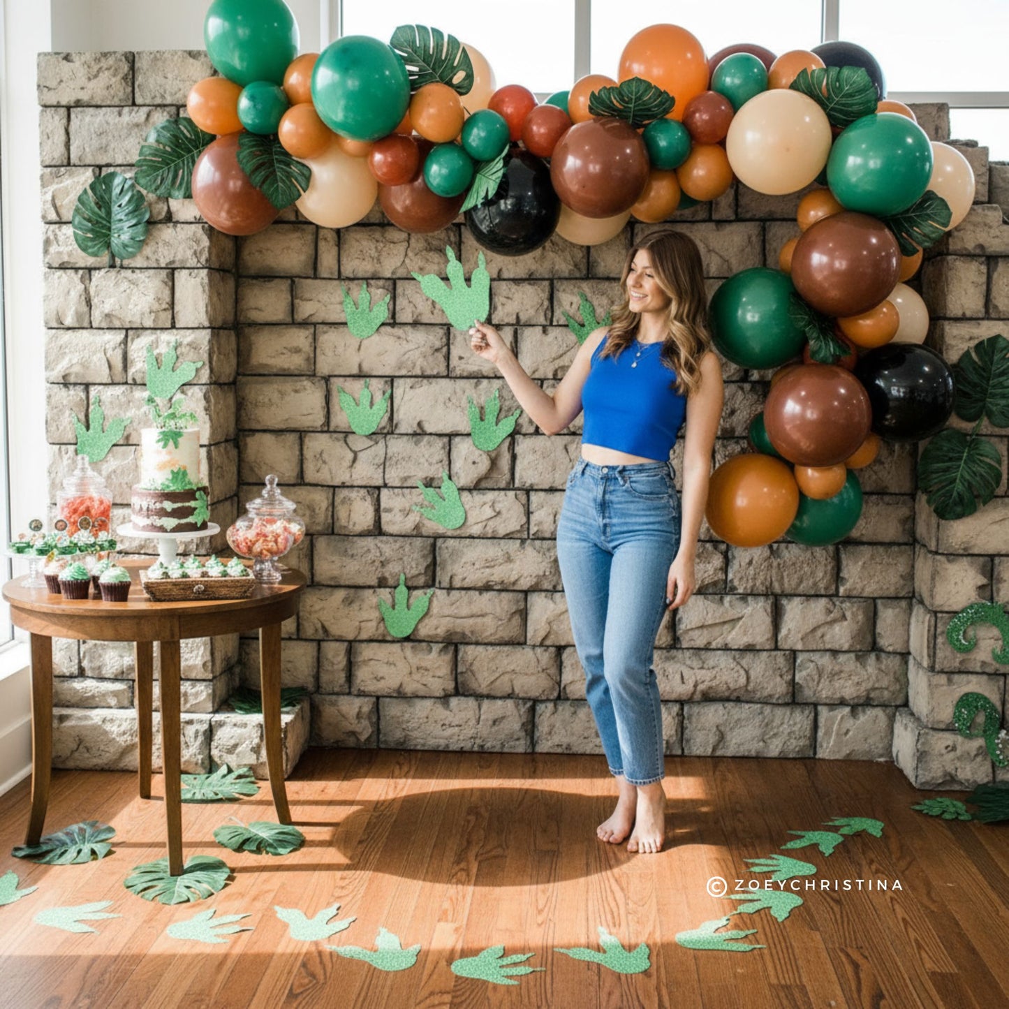 Raptor Rampage Dinosaur Balloon Garland Kit – Brown, Orange & Green Dino Party Decortor