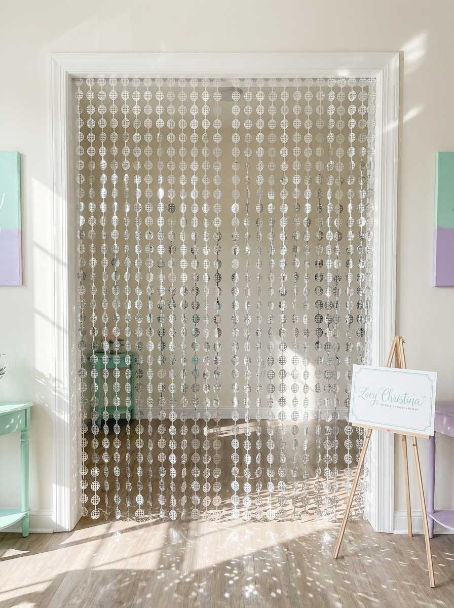 Disco Ball Foil Party Curtains – 6.5’ x 3.4’ (2 Pack) | 70s Party Backdrop