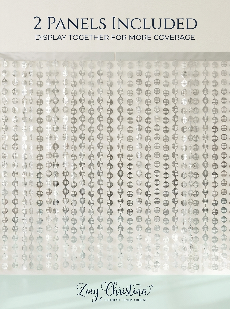 Disco Ball Foil Party Curtains – 6.5’ x 3.4’ (2 Pack) | 70s Party Backdrop