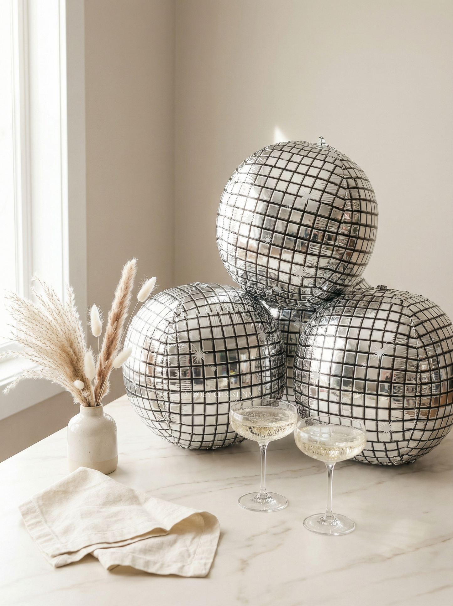 Disco Ball Foil Balloons – 14” Retro Party & Bachelorette Decor