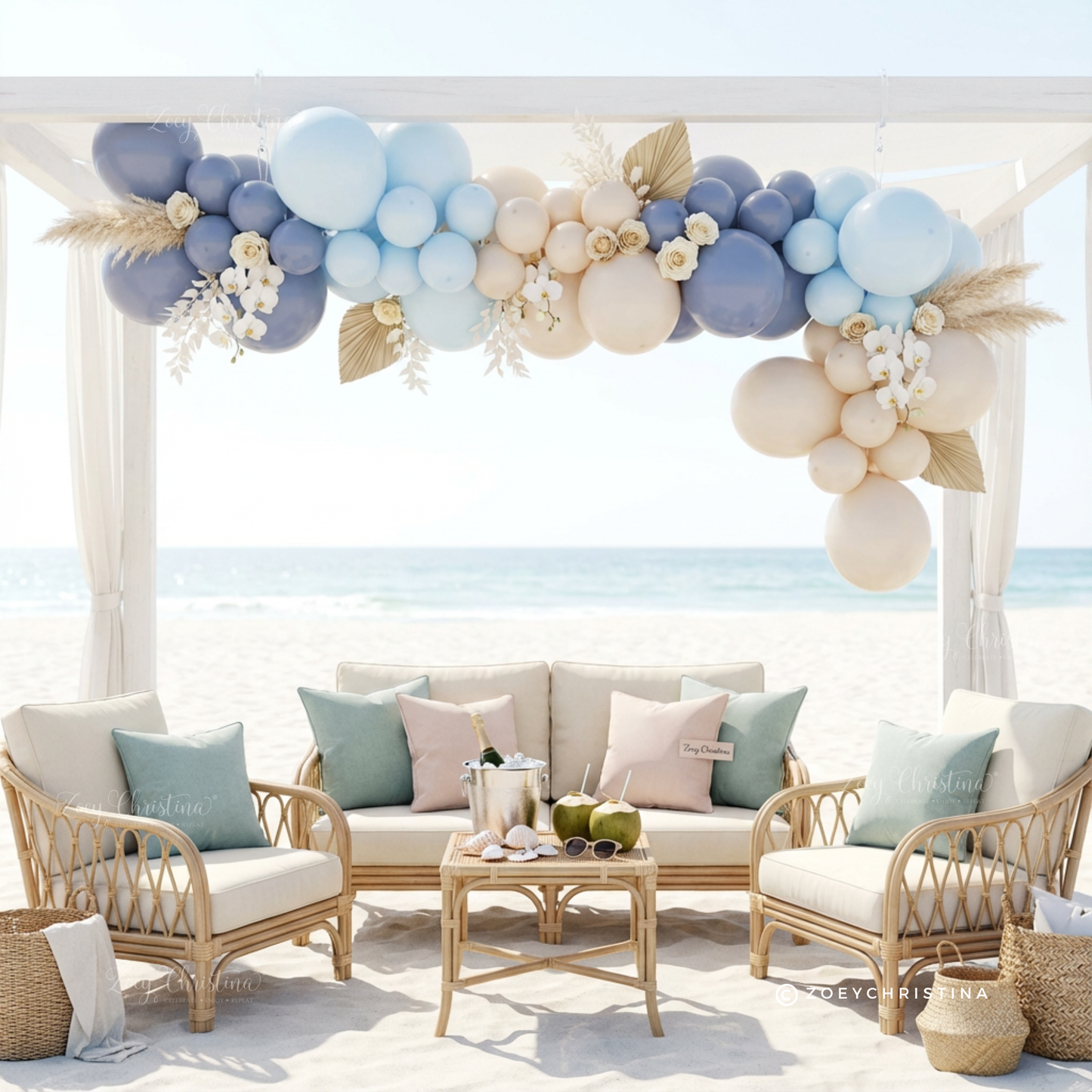 Elegant Dusty Blue Balloon Garland – Minimalist & Boho Baby Shower Decorations