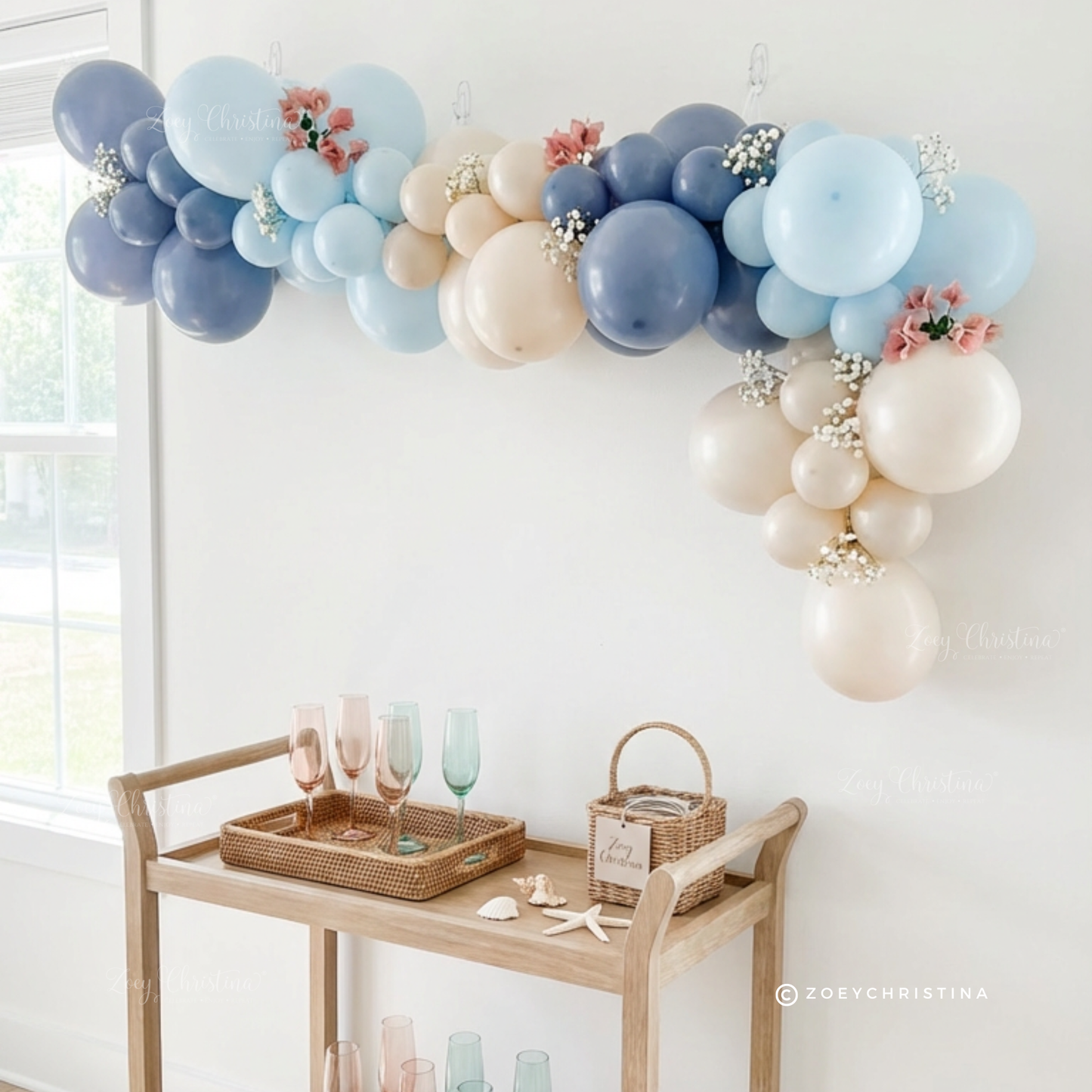Elegant Dusty Blue Balloon Garland – Minimalist & Boho Baby Shower Decorations