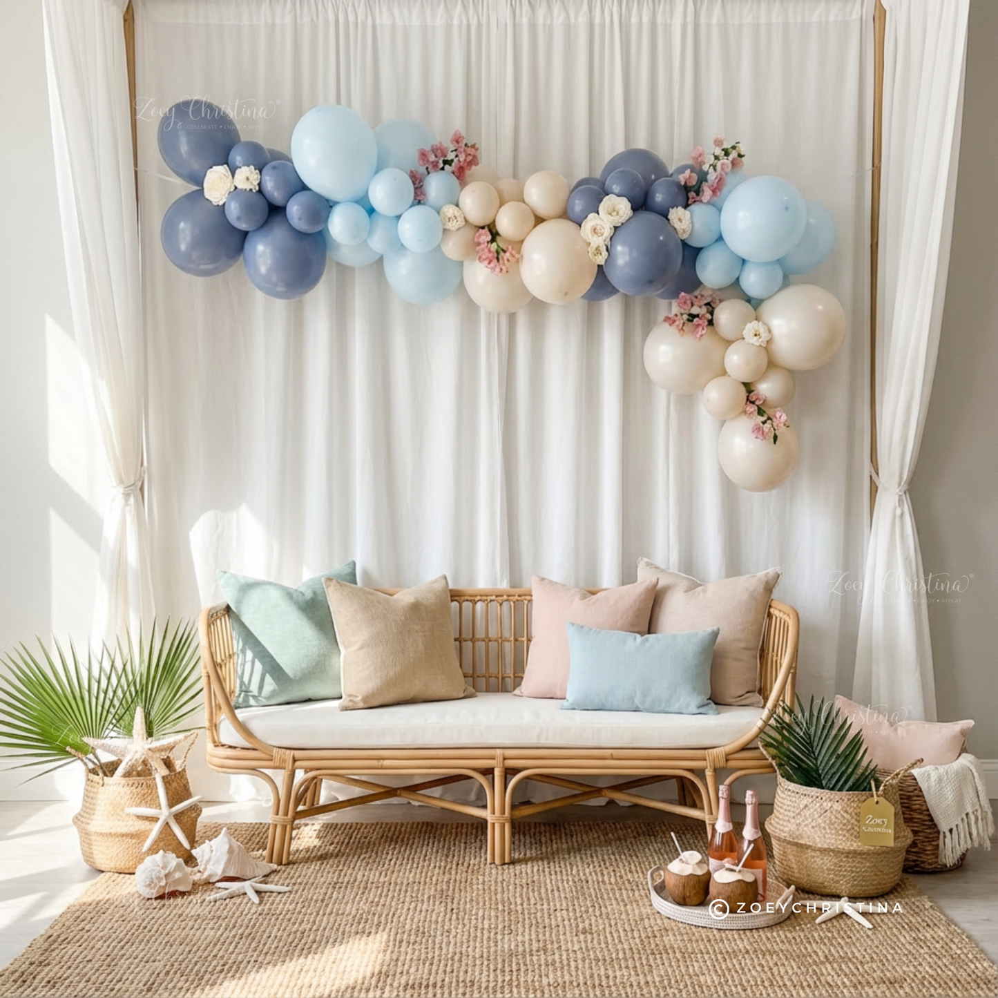 Elegant Dusty Blue Balloon Garland – Minimalist & Boho Baby Shower Decorations