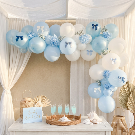 Regency-Inspired Blue Balloon Garland Kit – Pastel Blue Party Decor for High Society Themes, Bridal Showers & Garden Parties
