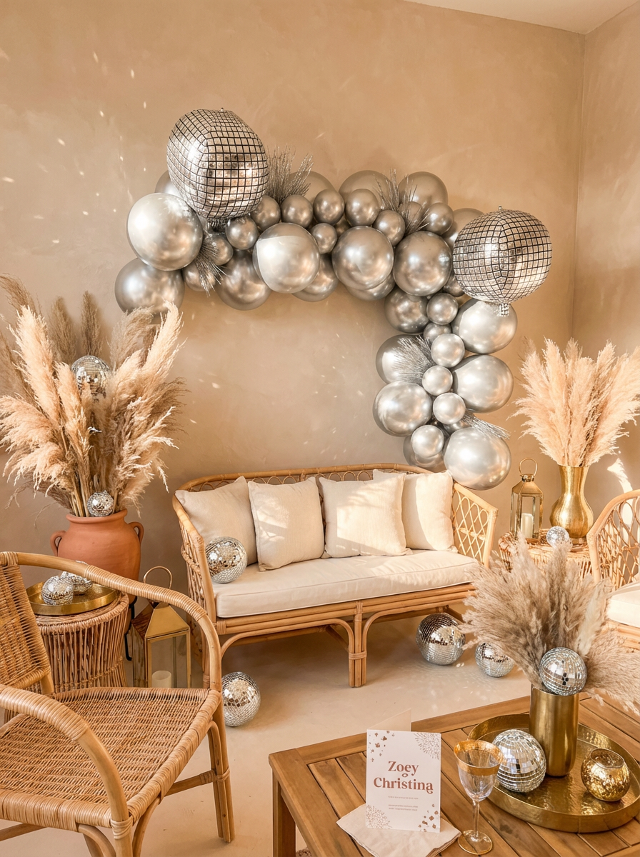 Desert Disco Balloon Garland •  Boho Disco Party Backdrop