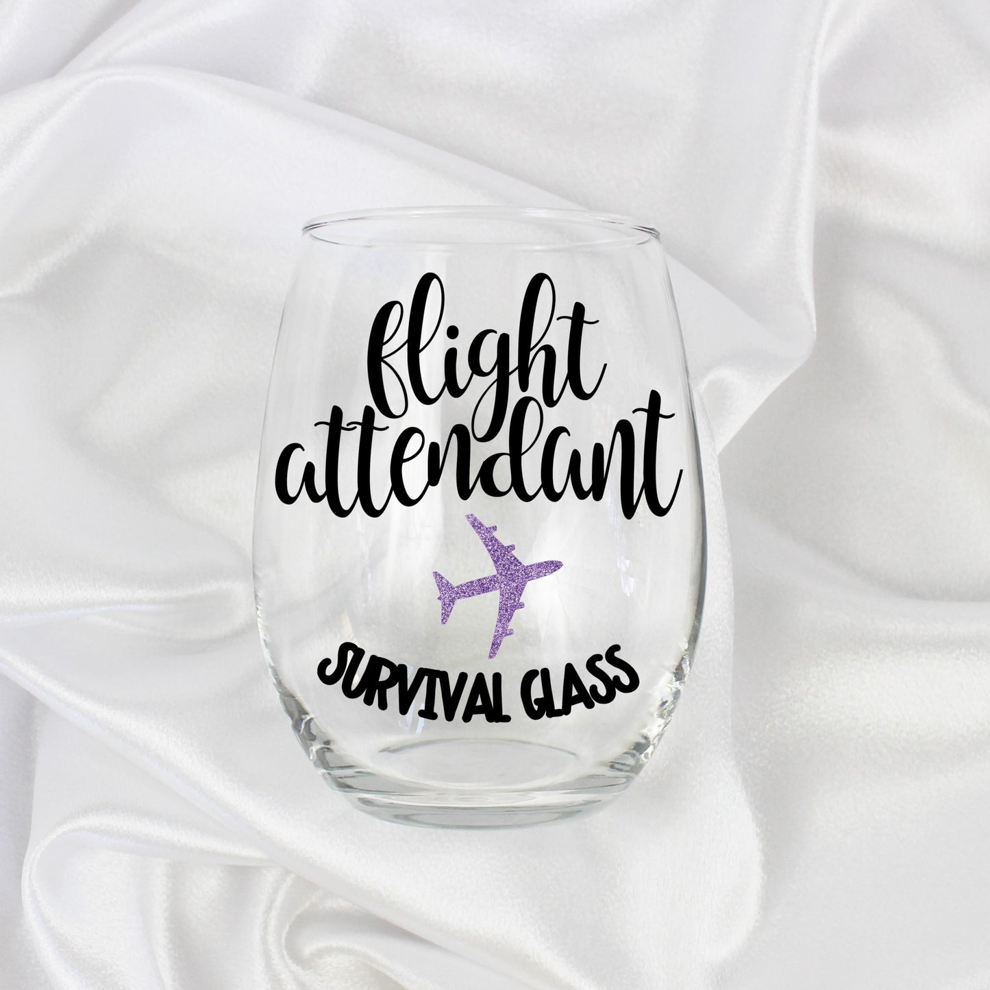 Flight Attendant Survival Glass® – 18oz Stemless Wine Glass