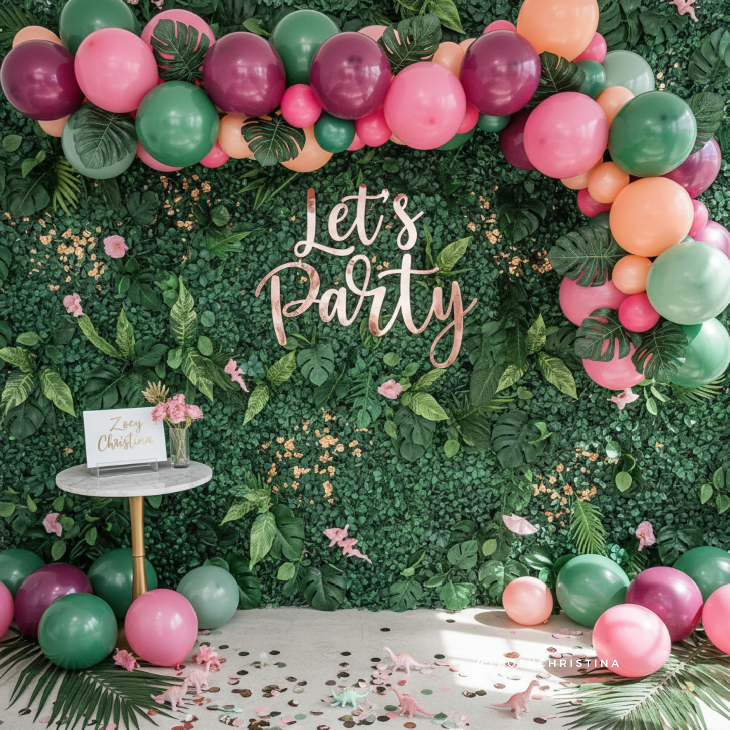 Girl Dino Party Balloon Arch – Pink & Green Balloon Kit for Birthdays & Baby Showers