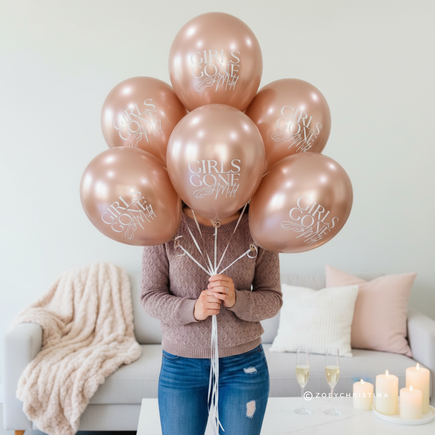 Girls Gone Mild Balloon Decor – 12" Latex Balloons in Gold Chrome or Confetti – Bachelorette, Slumber Party & Girls Night Decorations