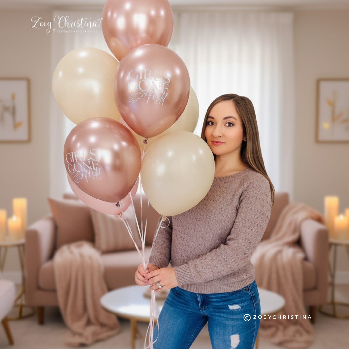 Girls Gone Mild Balloon Decor – 12" Latex Balloons in Gold Chrome or Confetti – Bachelorette, Slumber Party & Girls Night Decorations