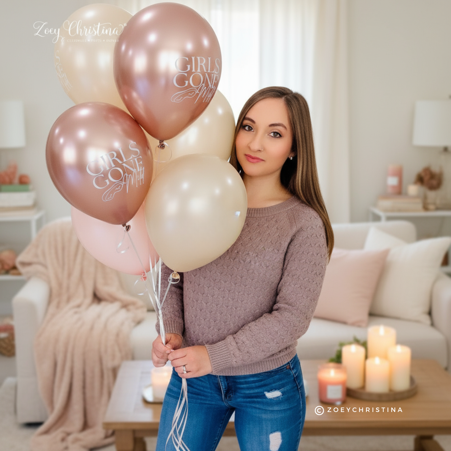 Girls Gone Mild Balloon Decor – 12" Latex Balloons in Gold Chrome or Confetti – Bachelorette, Slumber Party & Girls Night Decorations