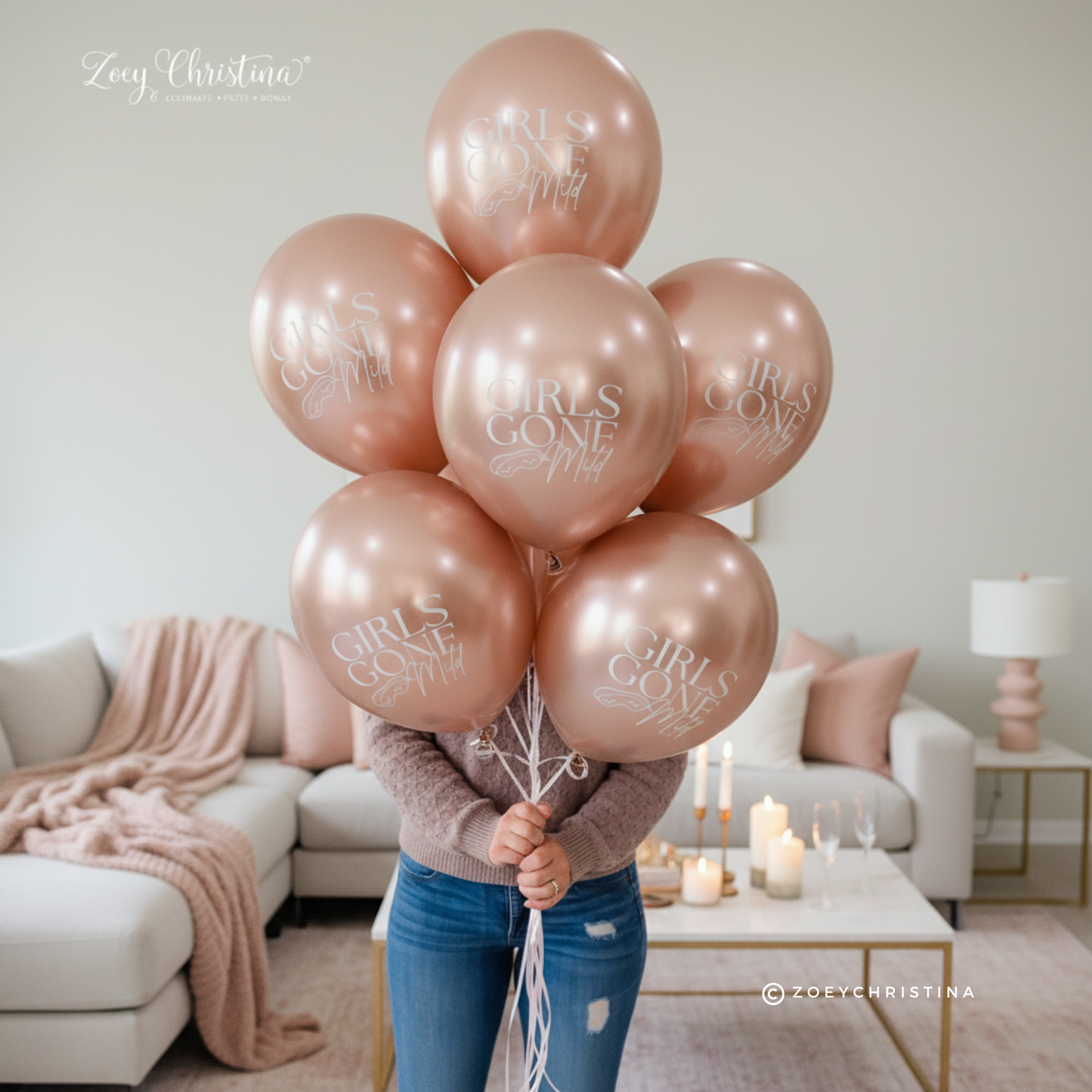 Girls Gone Mild Balloon Decor – 12" Latex Balloons in Gold Chrome or Confetti – Bachelorette, Slumber Party & Girls Night Decorations