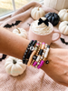 Spooky Halloween Stacking Bracelet Set – Heishi Beads, Gold Accents, Skull & Spider Charms – Halloween Arm Candy, Beaded Stretch Bracelets