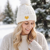 Winter Beanie Pom Hat - Heart Embellishment