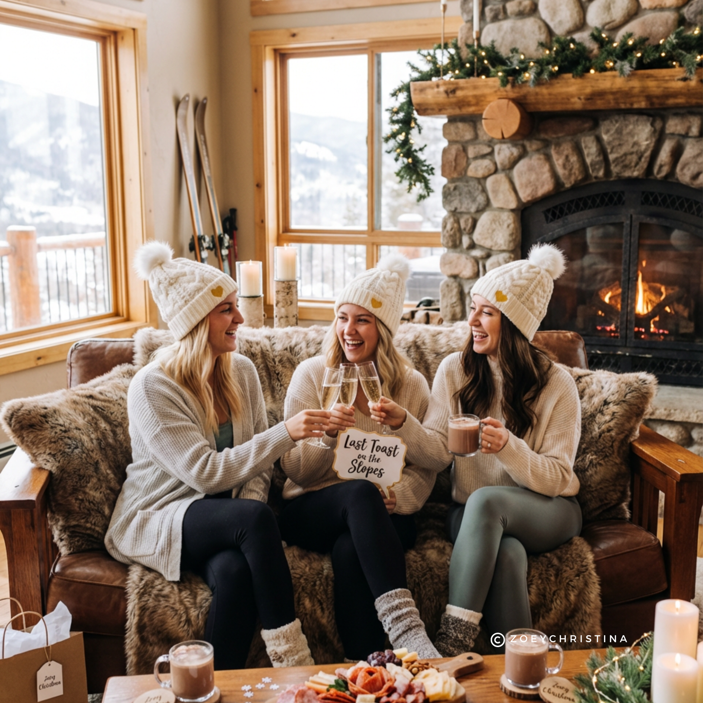 Winter Beanie Pom Hat - Heart Embellishment