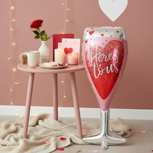 Romantic "Here's to Us" Balloon – Perfect for Love-Themed Celebrations!
