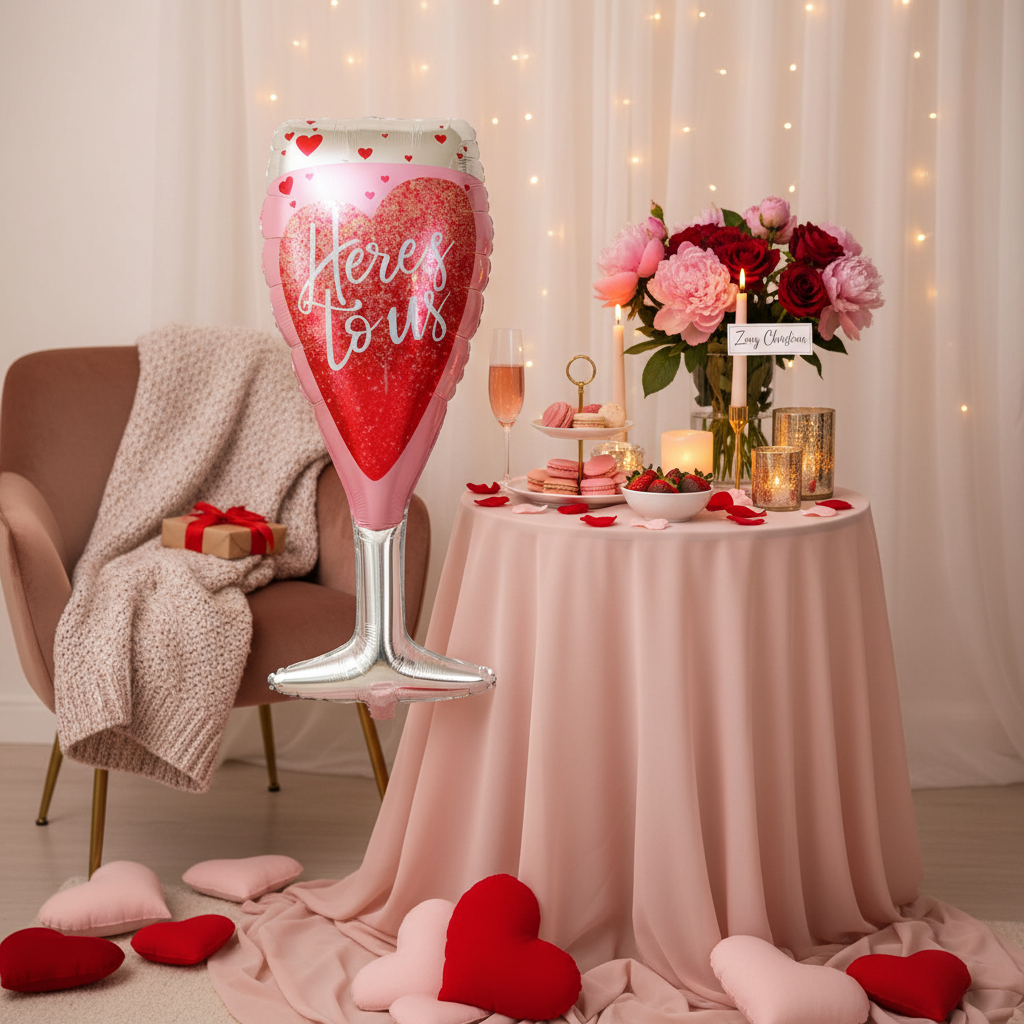 Romantic "Here's to Us" Balloon – Perfect for Love-Themed Celebrations!