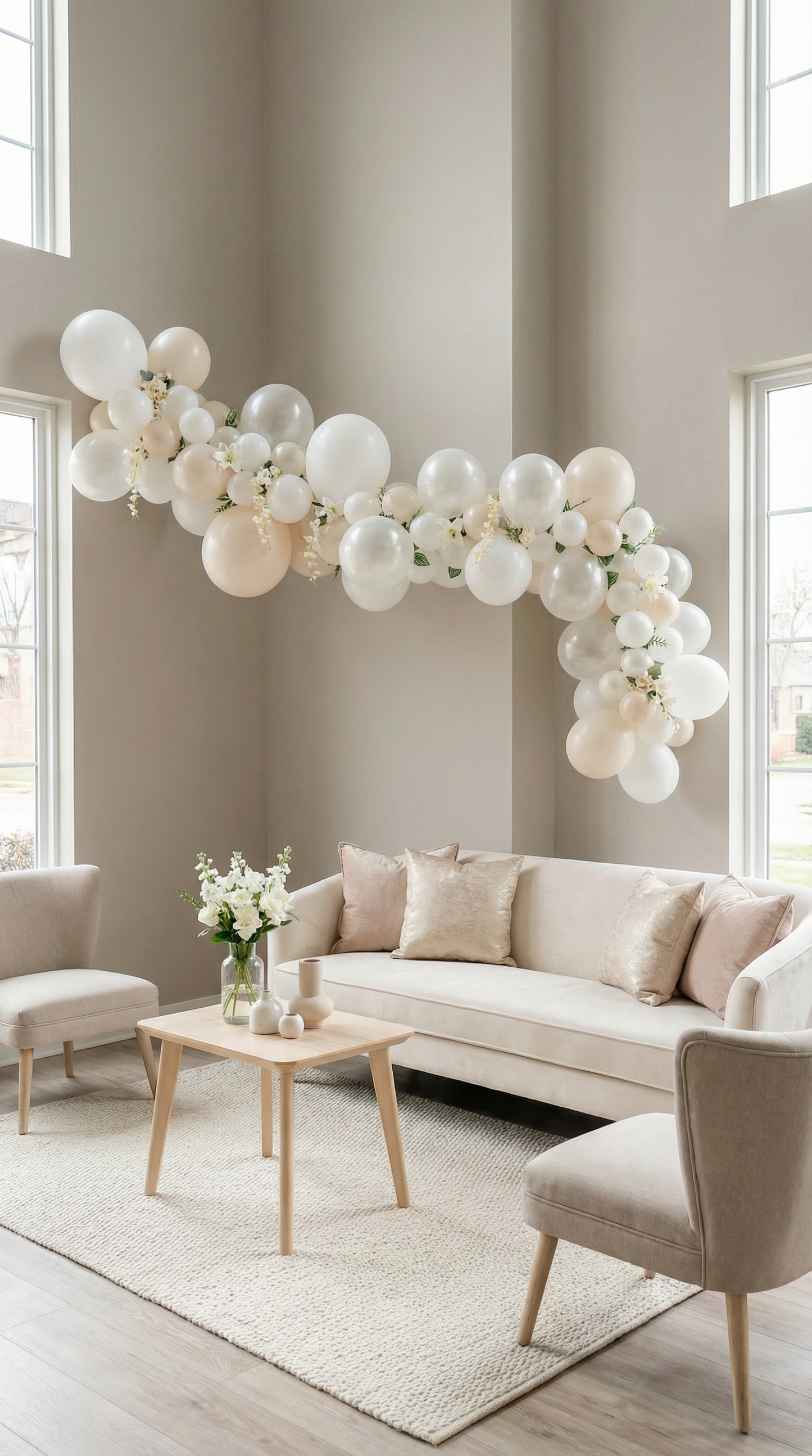 Blissful Pearls Balloon Garland Kit – Elegant White, Pearl & Sand Wedding Decor