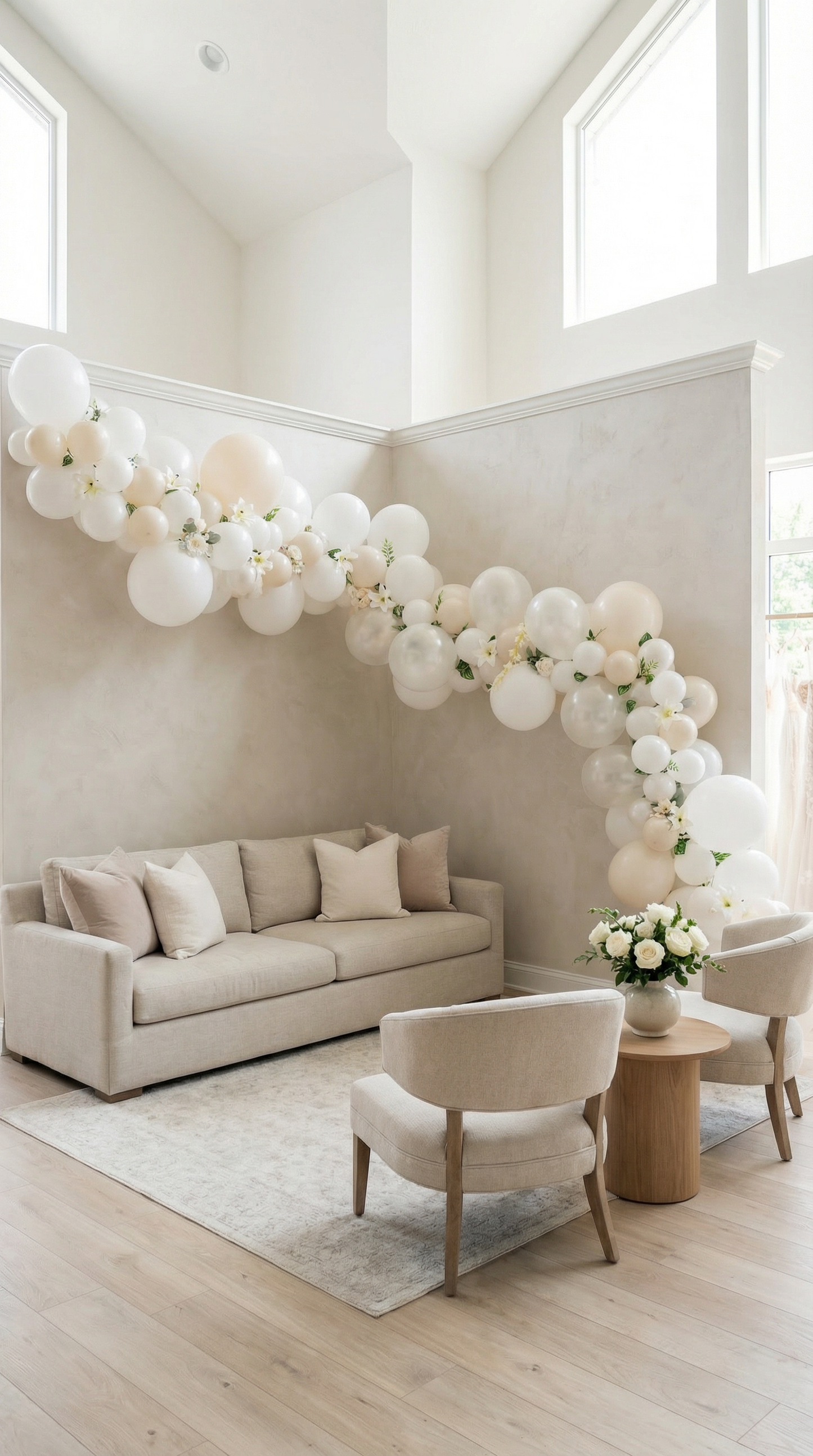 Blissful Pearls Balloon Garland Kit – Elegant White, Pearl & Sand Wedding Decor