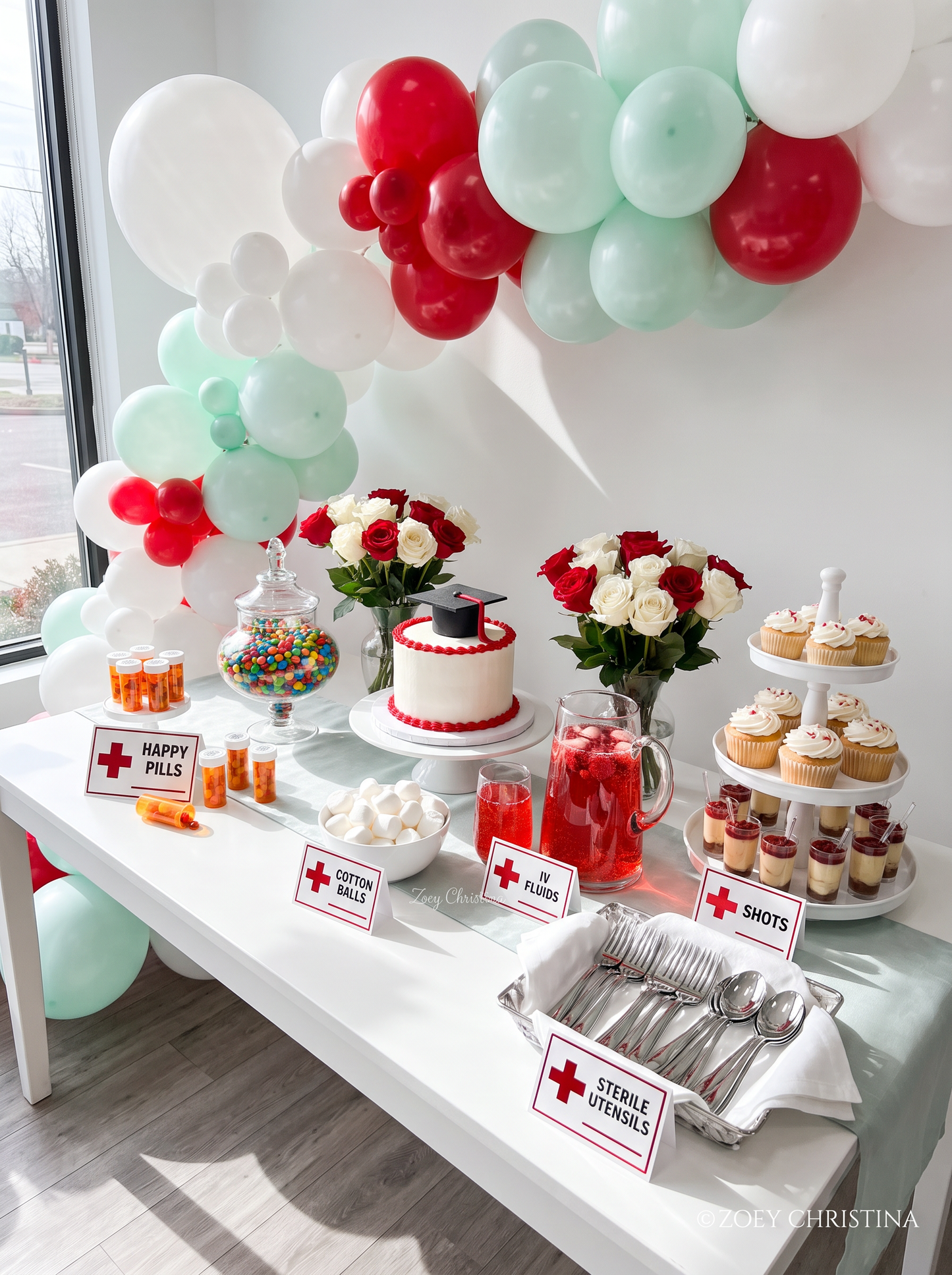 Nurse Graduation Party Table Tent Cards – 12 Pack (Red Foil) for Party Labels